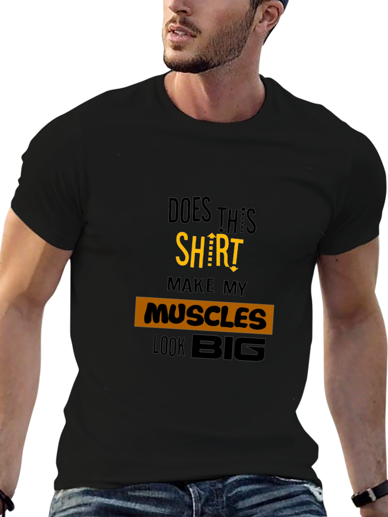 Muscle Humor Graphic Tee - Black Cotton T-Shirt