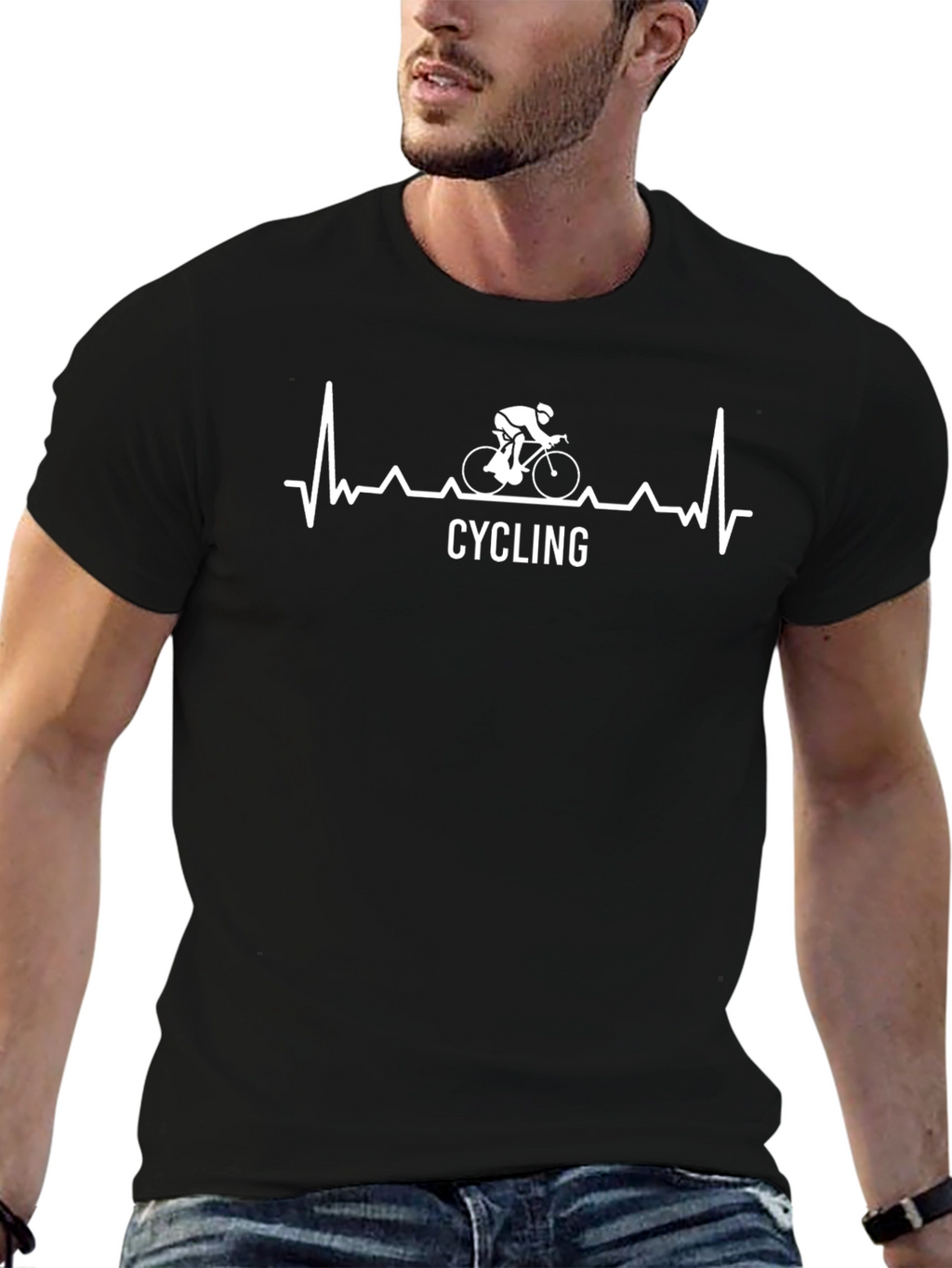 Cycling Heartbeat T-Shirt - Passionate Rider Design