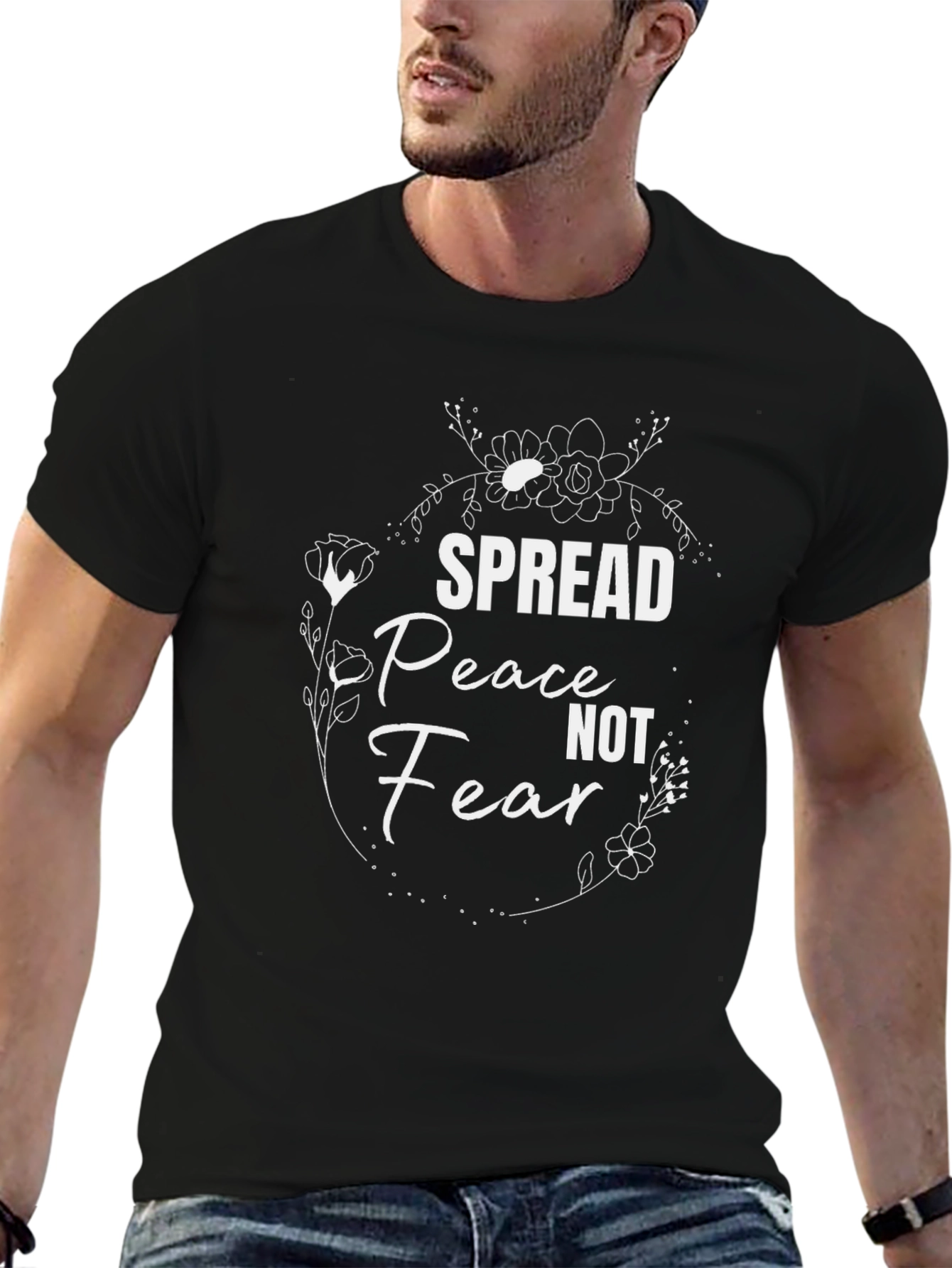 Spread Peace Not Fear Black Graphic T-Shirt