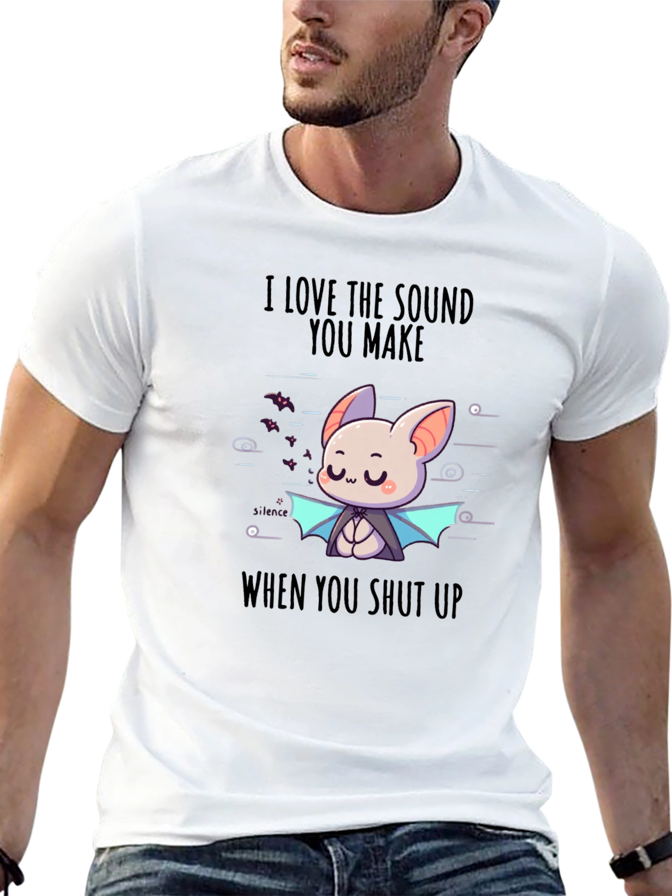 Funny Bat Graphic Tee - Shut Up Humor