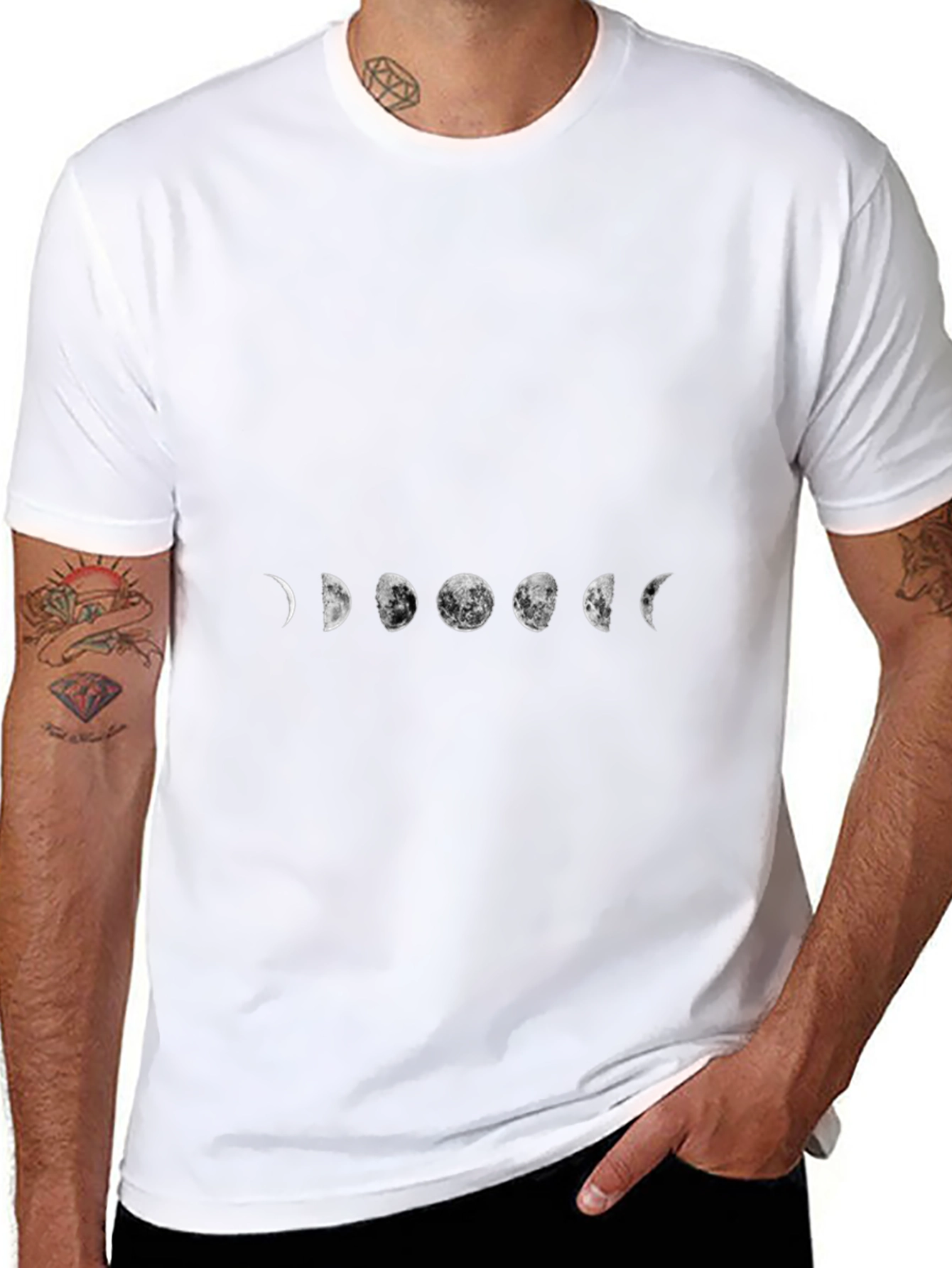 Lunar Phase Graphic Tee - Black Cotton Blend