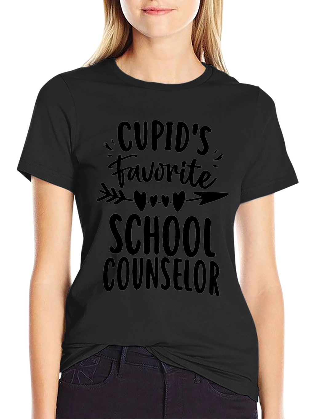 Cupids Favorite School Counselor Black T-Shirt