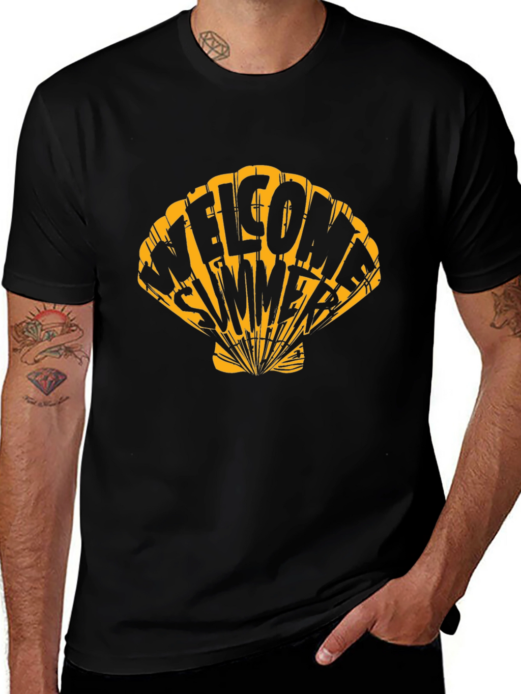 Welcome Summer Graphic Tee - Seashell Design