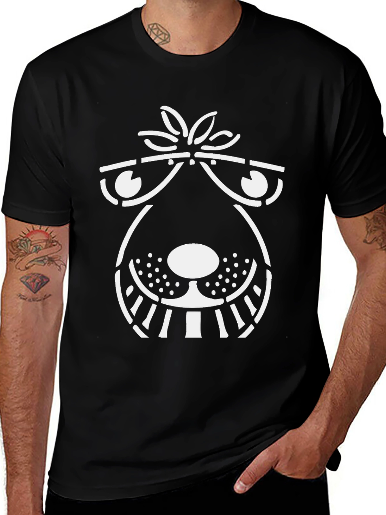 Quirky Cartoon Dog T-Shirt - Black