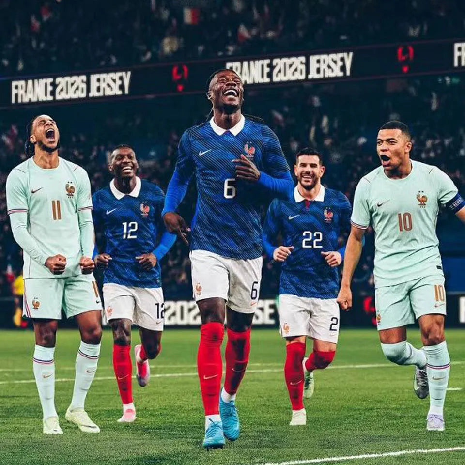 2026/27 France Home Blue Player Version Long Sleeve Soccer Jersey Detail 3
