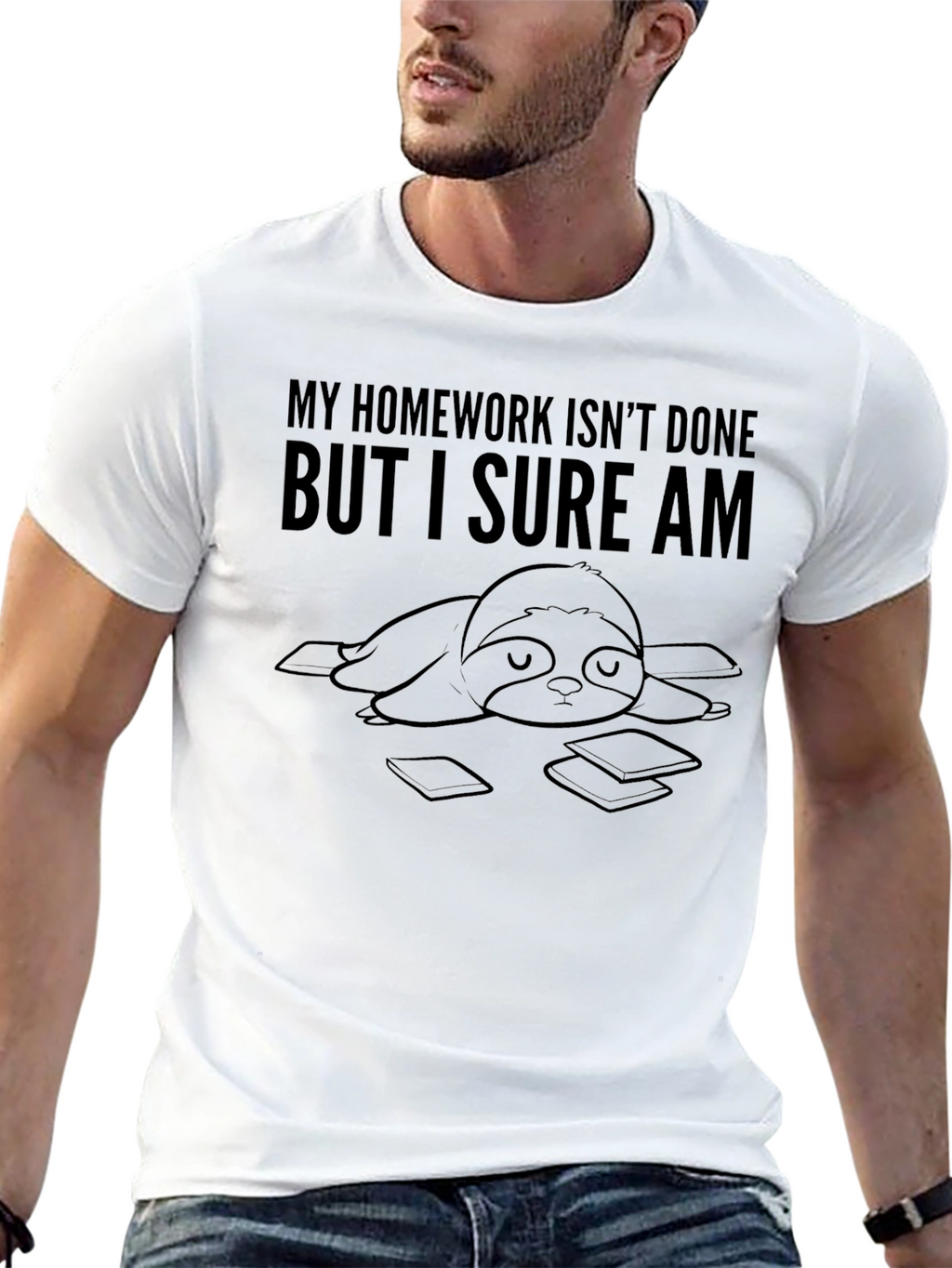 Homework Sloth T-Shirt - Funny Relaxed Tee