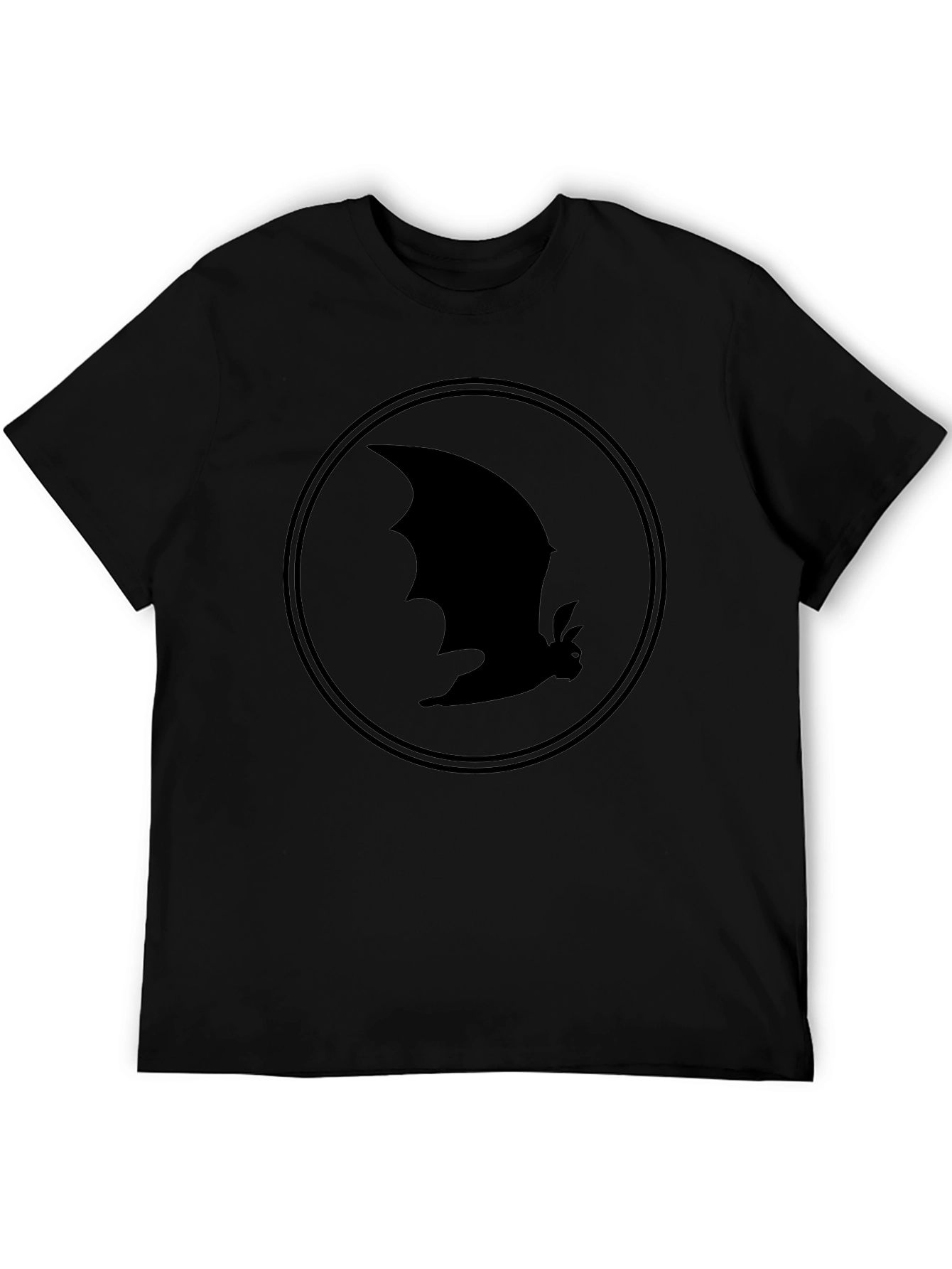 Bat Silhouette Graphic Tee - Black Cotton T-Shirt