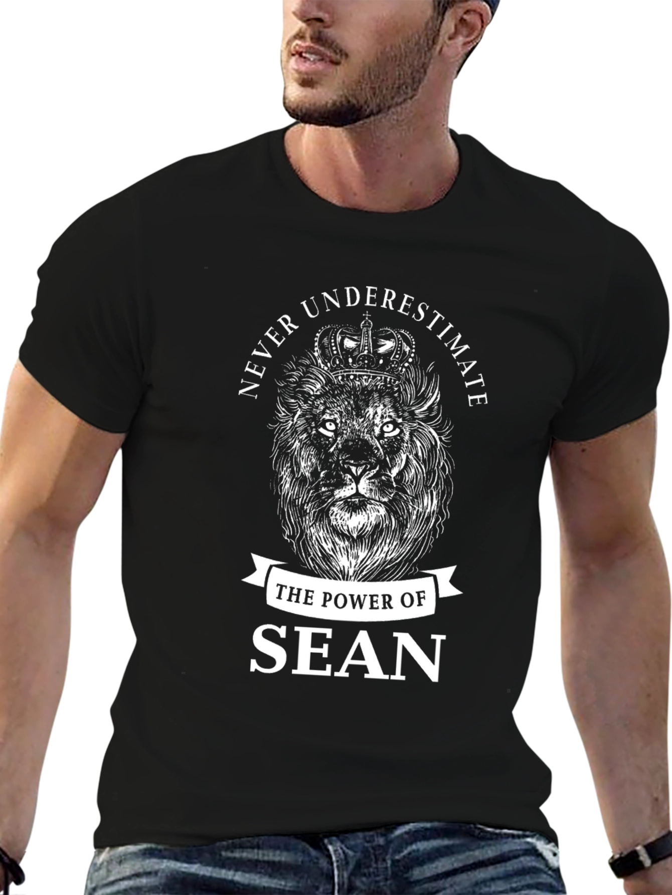 Sean Power Lion Black Graphic Tee