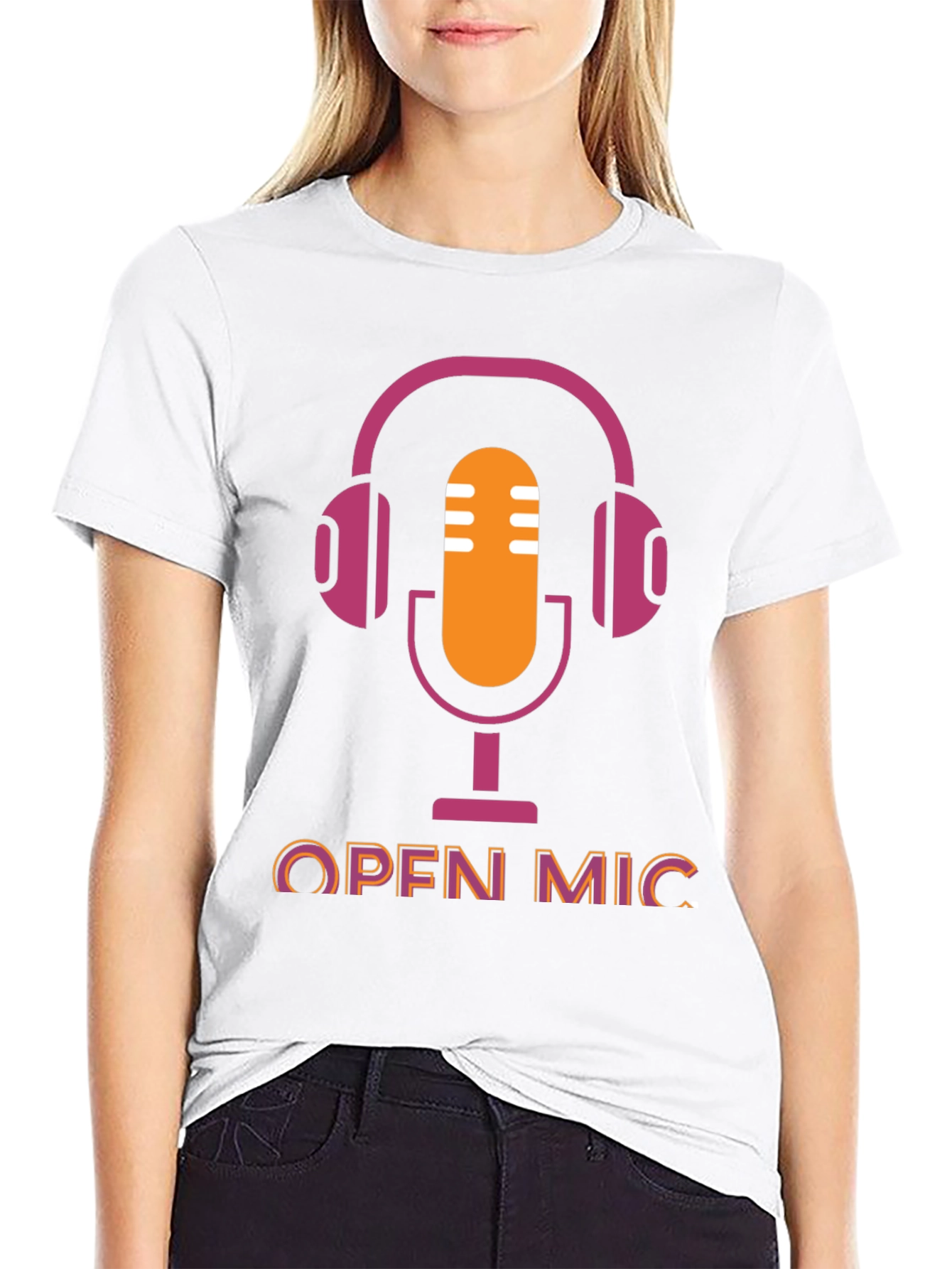 Open Mic T-Shirt - Podcast Microphone Headphone Graphic Tee