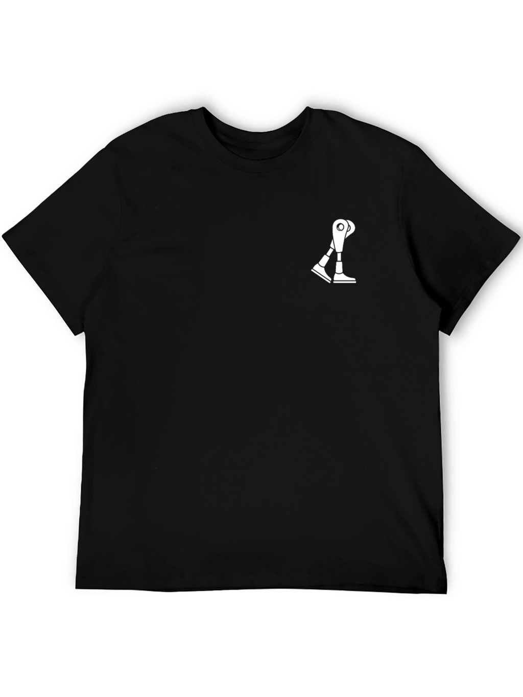 Modern Black Tee with Robotic Leg Graphic
