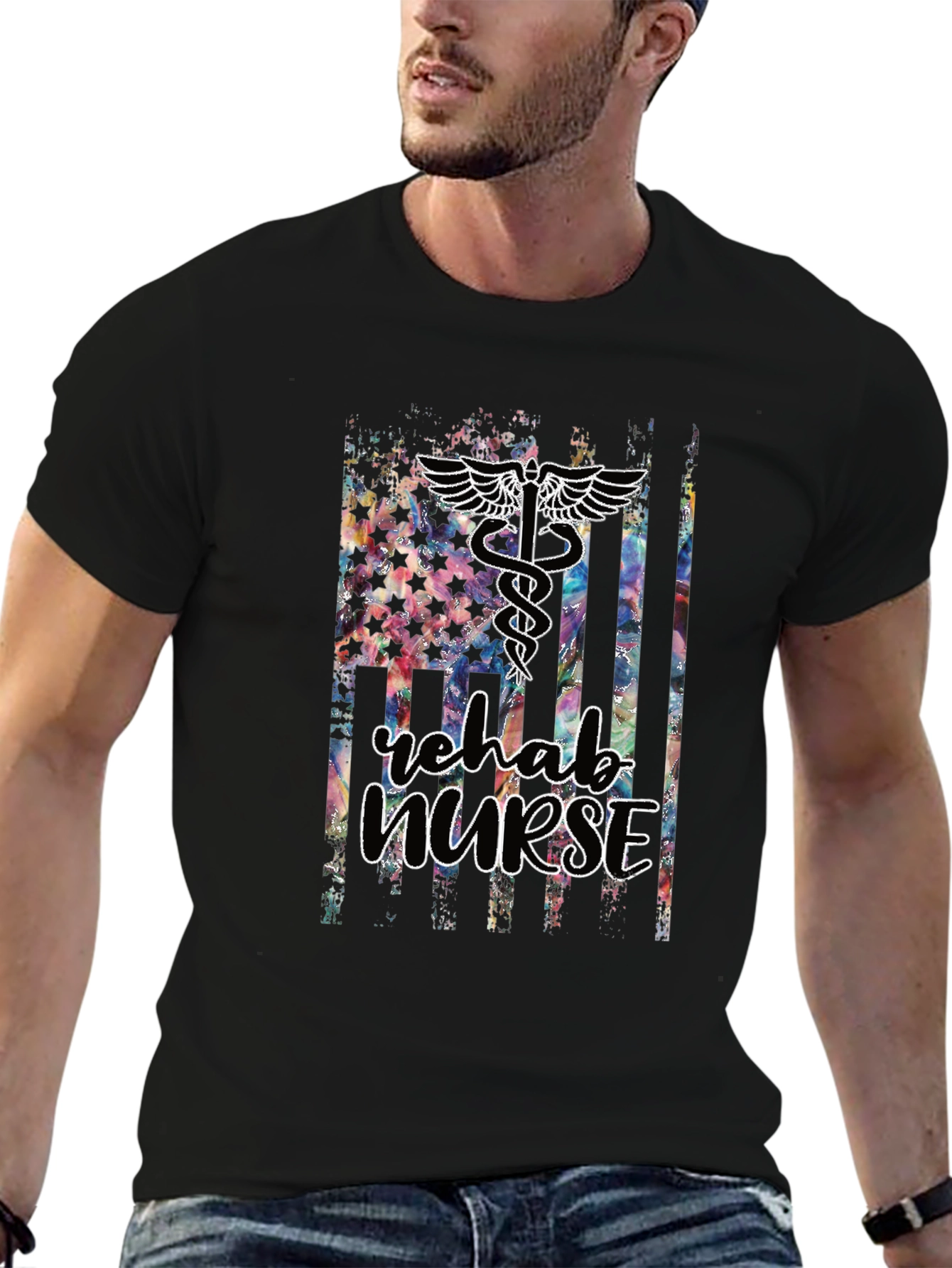 Rehab Nurse American Flag Tee - Nurse Apparel