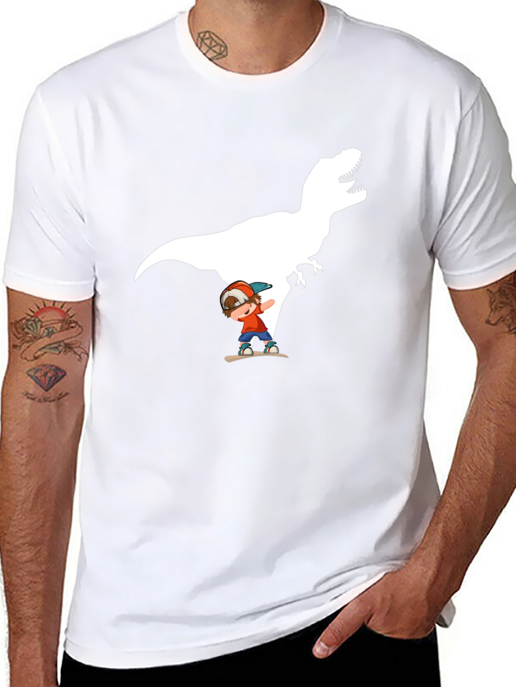 Dino Skater Black T-Shirt - Cool Graphic Tee