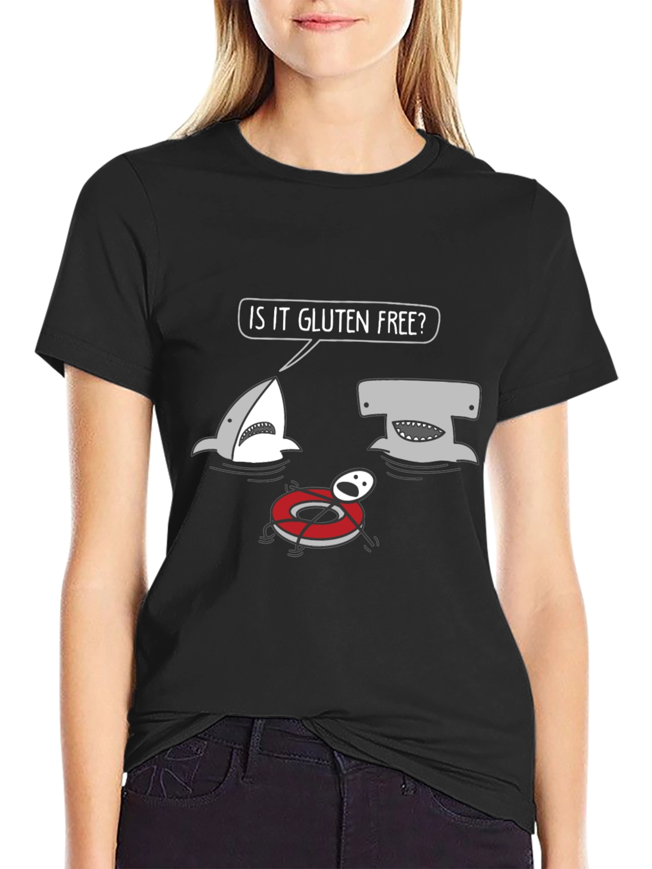 Gluten Free Shark Humor Graphic Tee