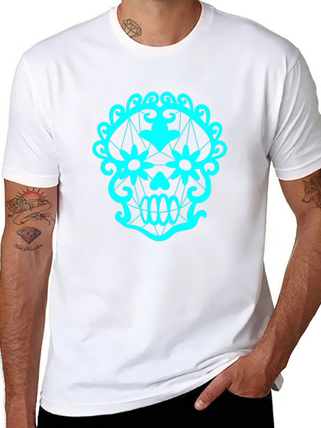 Sugar Skull Graphic Tee - Black Cotton T-Shirt
