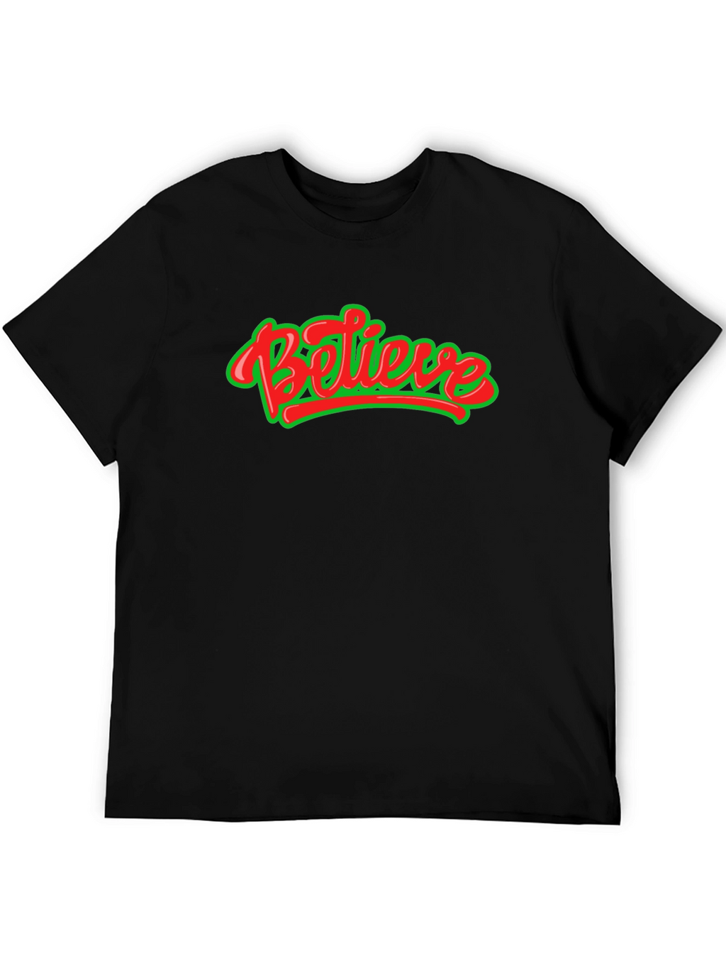 Believe Graphic Tee - Black Crew Neck Shirt