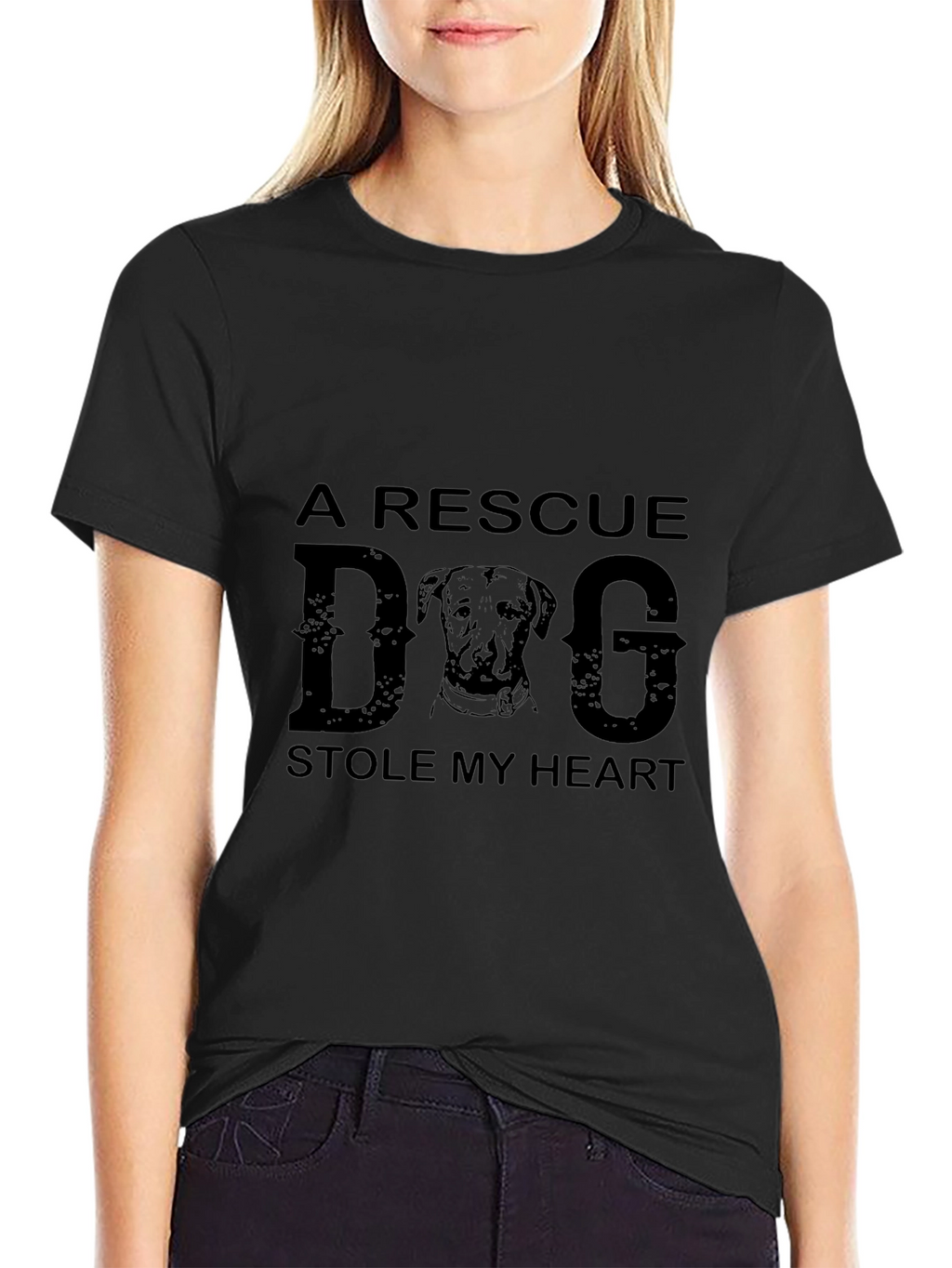 Rescue Dog Graphic Print Crew Neck T-Shirt