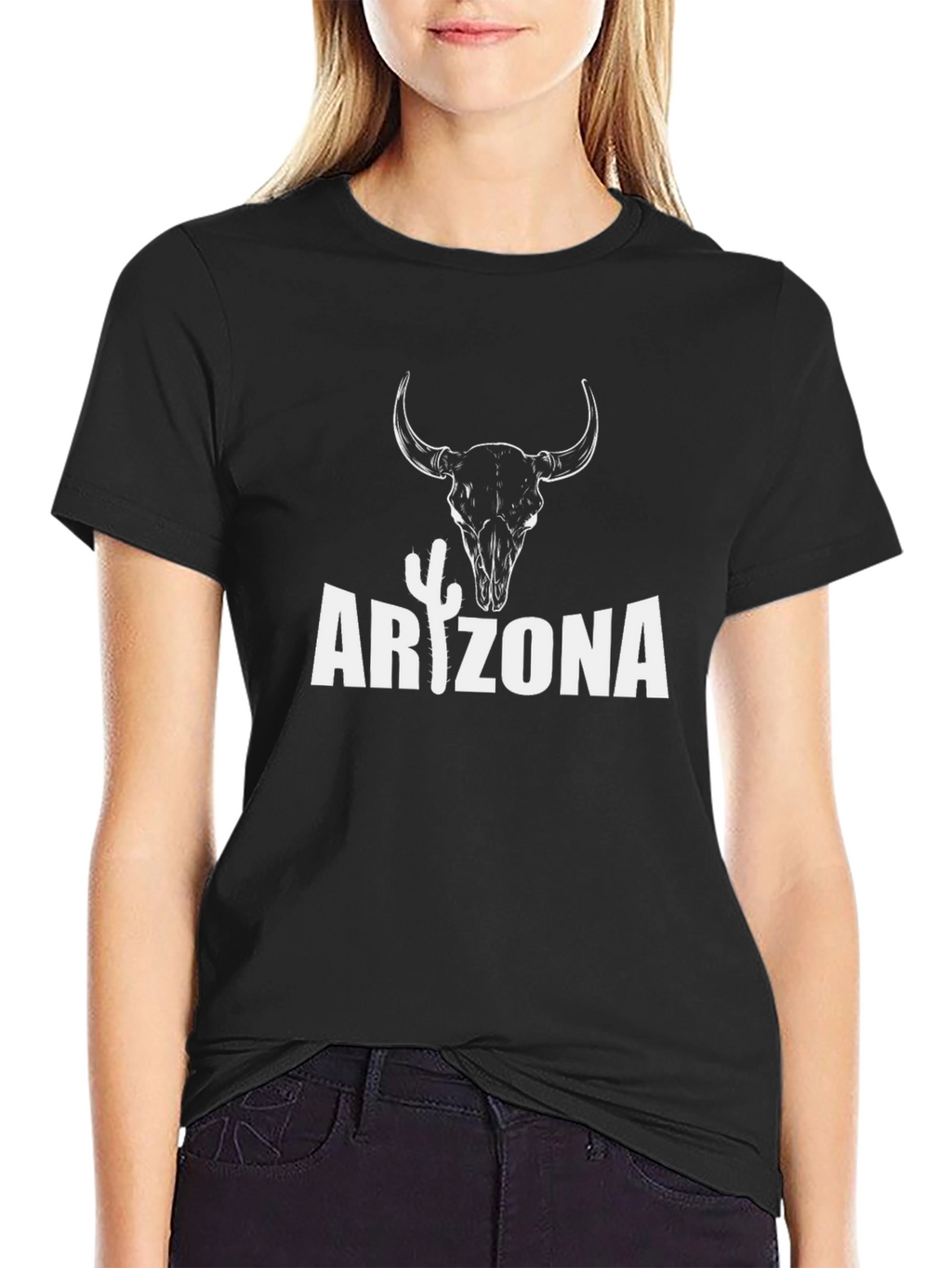 Arizona Bull Skull Graphic Tee - Black Cotton T-Shirt