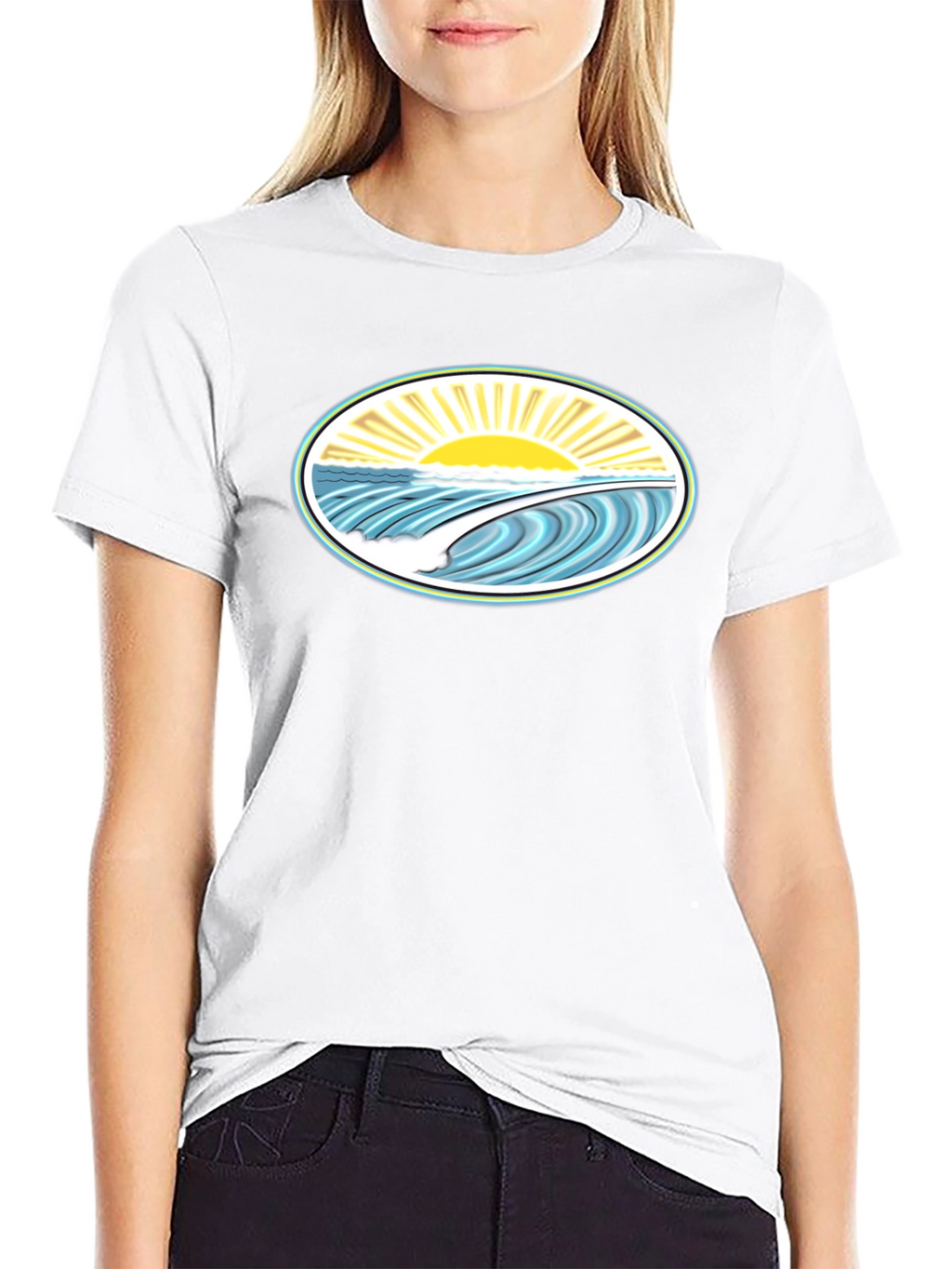 Ocean Wave Graphic Tee - Black Cotton Comfort