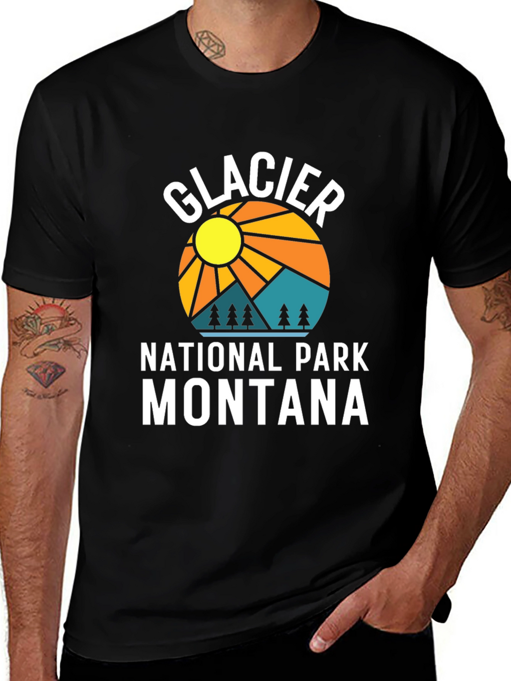 Glacier National Park Montana Black T-Shirt