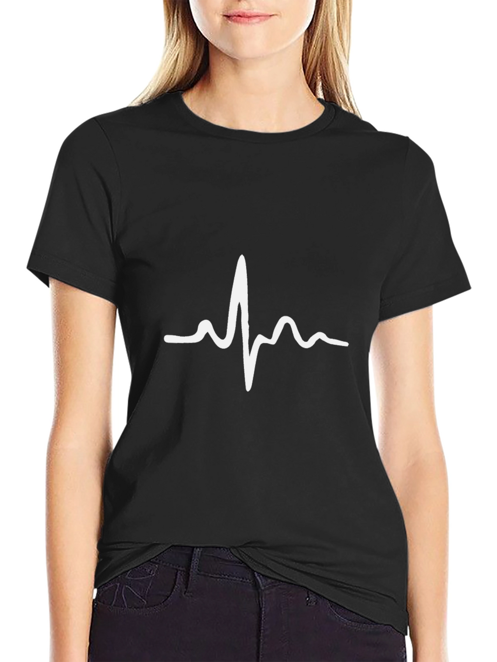 Heartbeat Graphic Tee - Trendy Black T-Shirt
