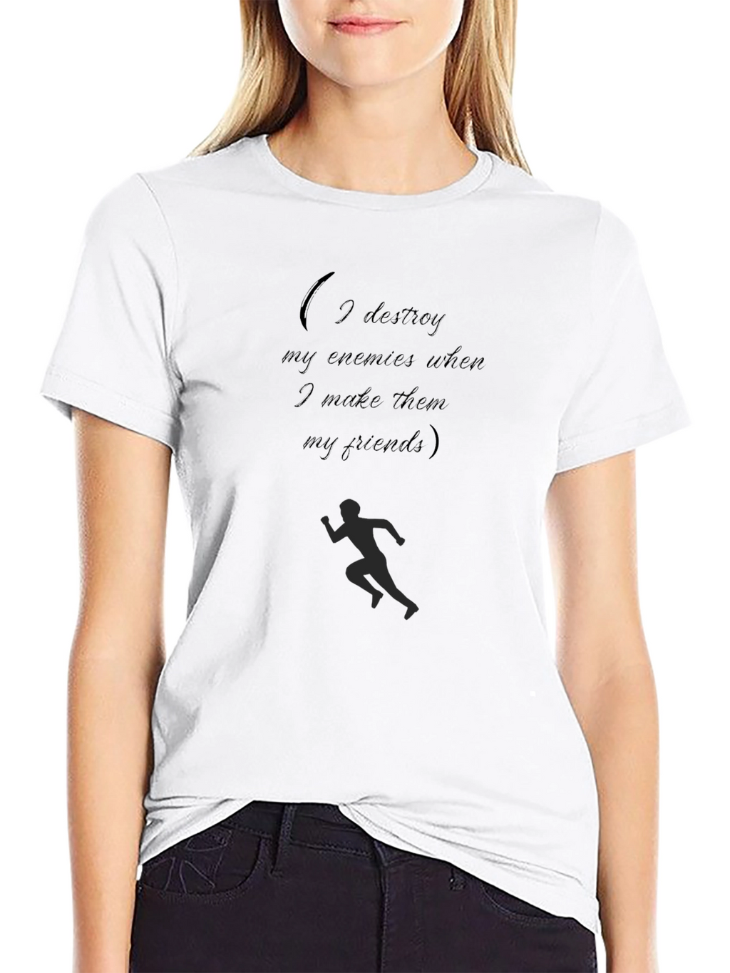 Motivational Black Tee: Enemies & Friends Design
