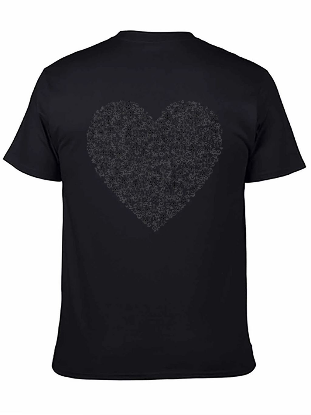 Peace Sign Heart Graphic Black T-Shirt