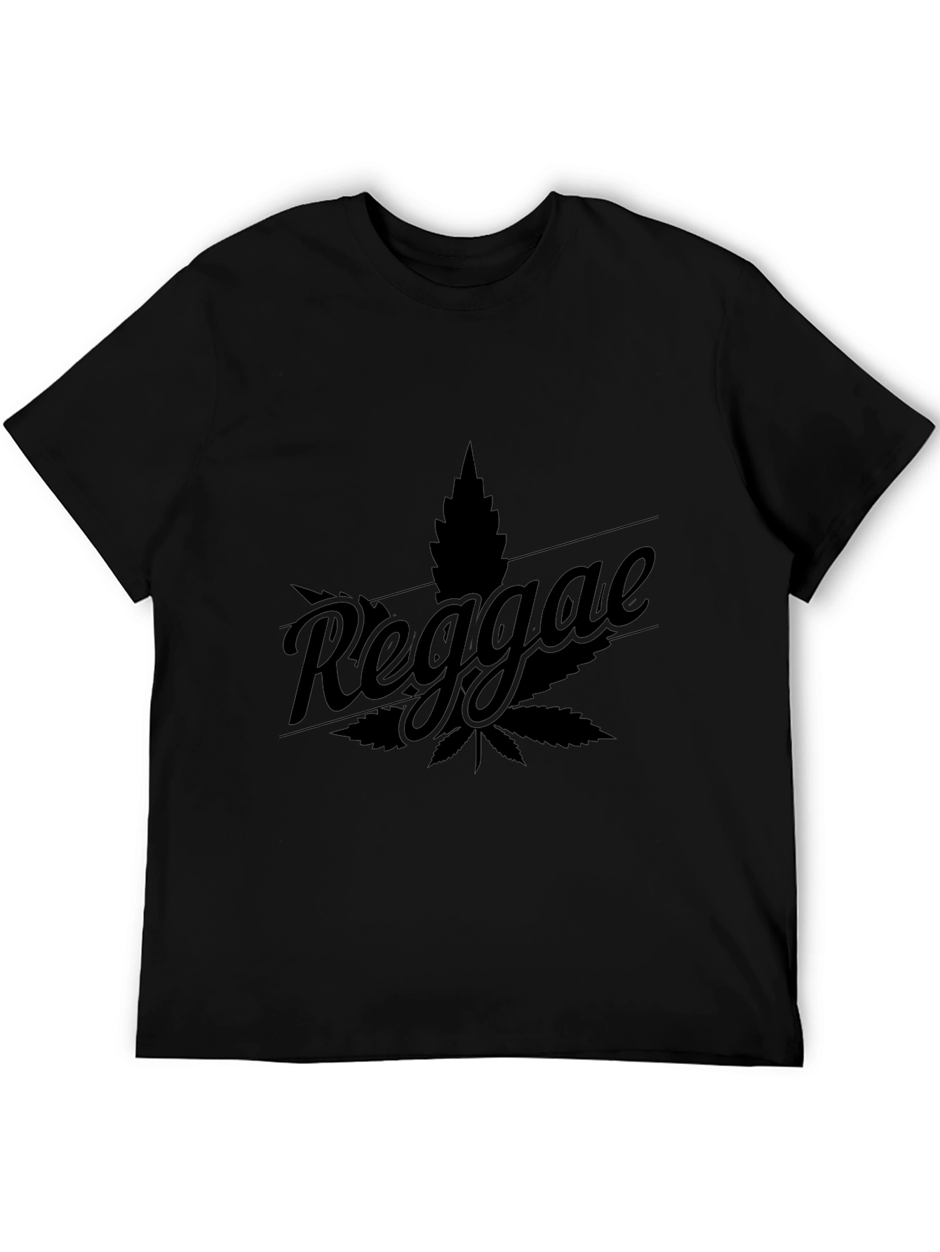Reggae Leaf Graphic Tee - Black Cotton T-Shirt