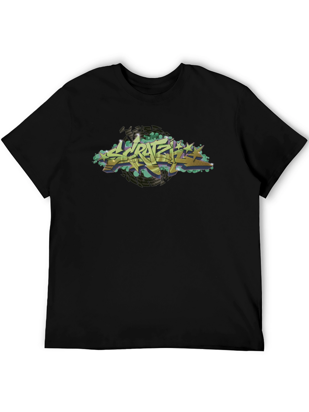 Urban Graffiti Style Black Graphic T-Shirt