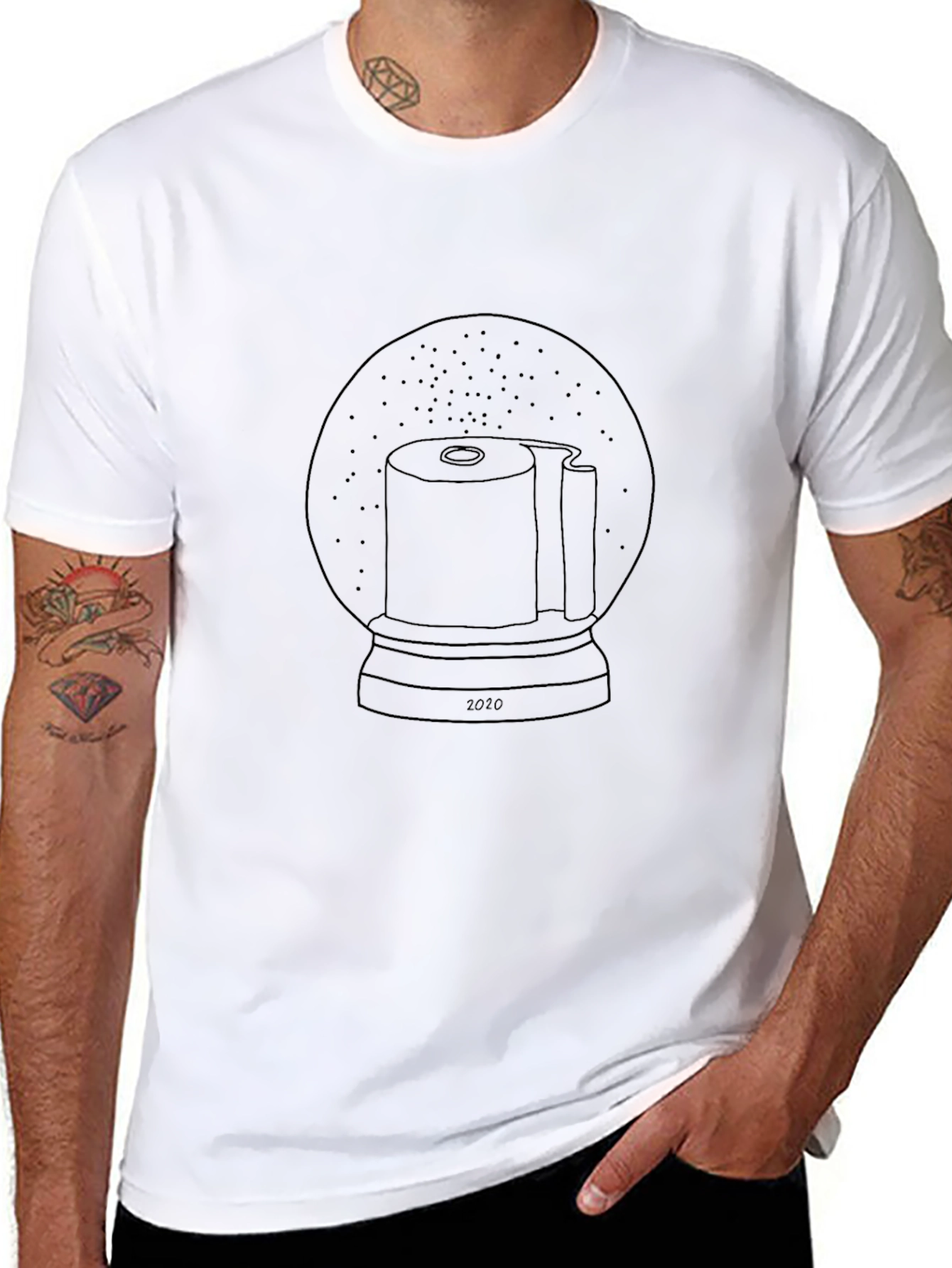 Novelty 2020 Toilet Paper Snow Globe Black T-Shirt