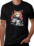 Samurai Cat T-Shirt - Warrior Feline Tee