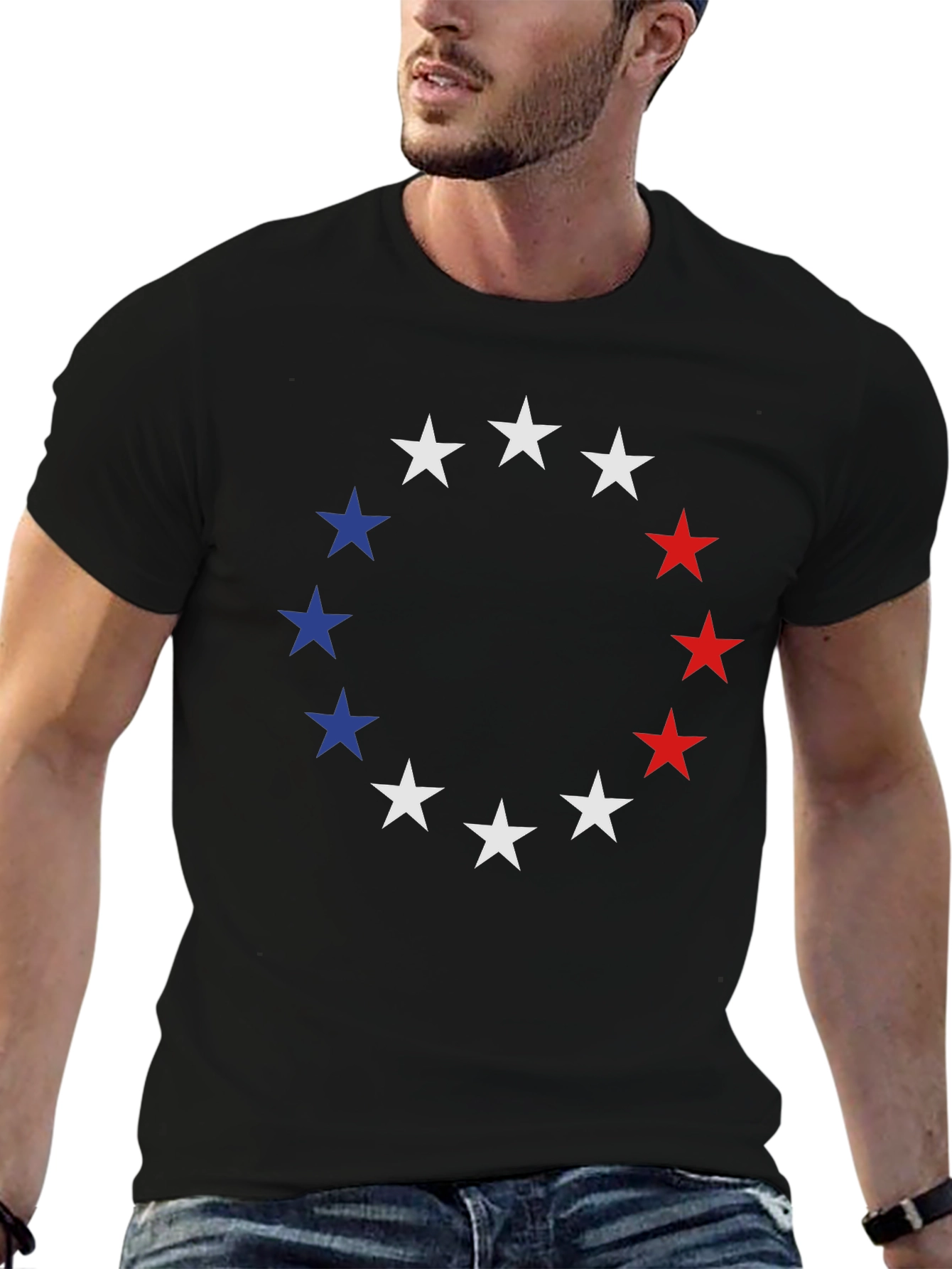 Patriotic Stars T-Shirt - Red White & Blue Design