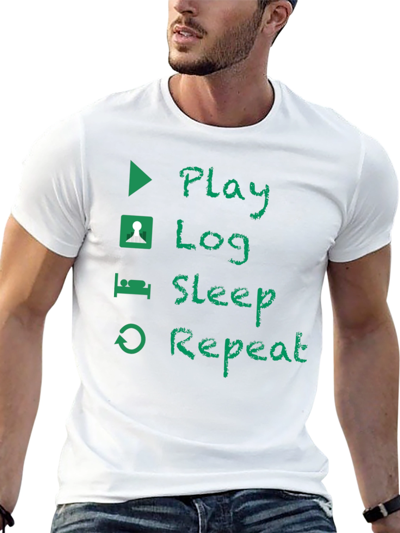Play Log Sleep Repeat Black T-Shirt