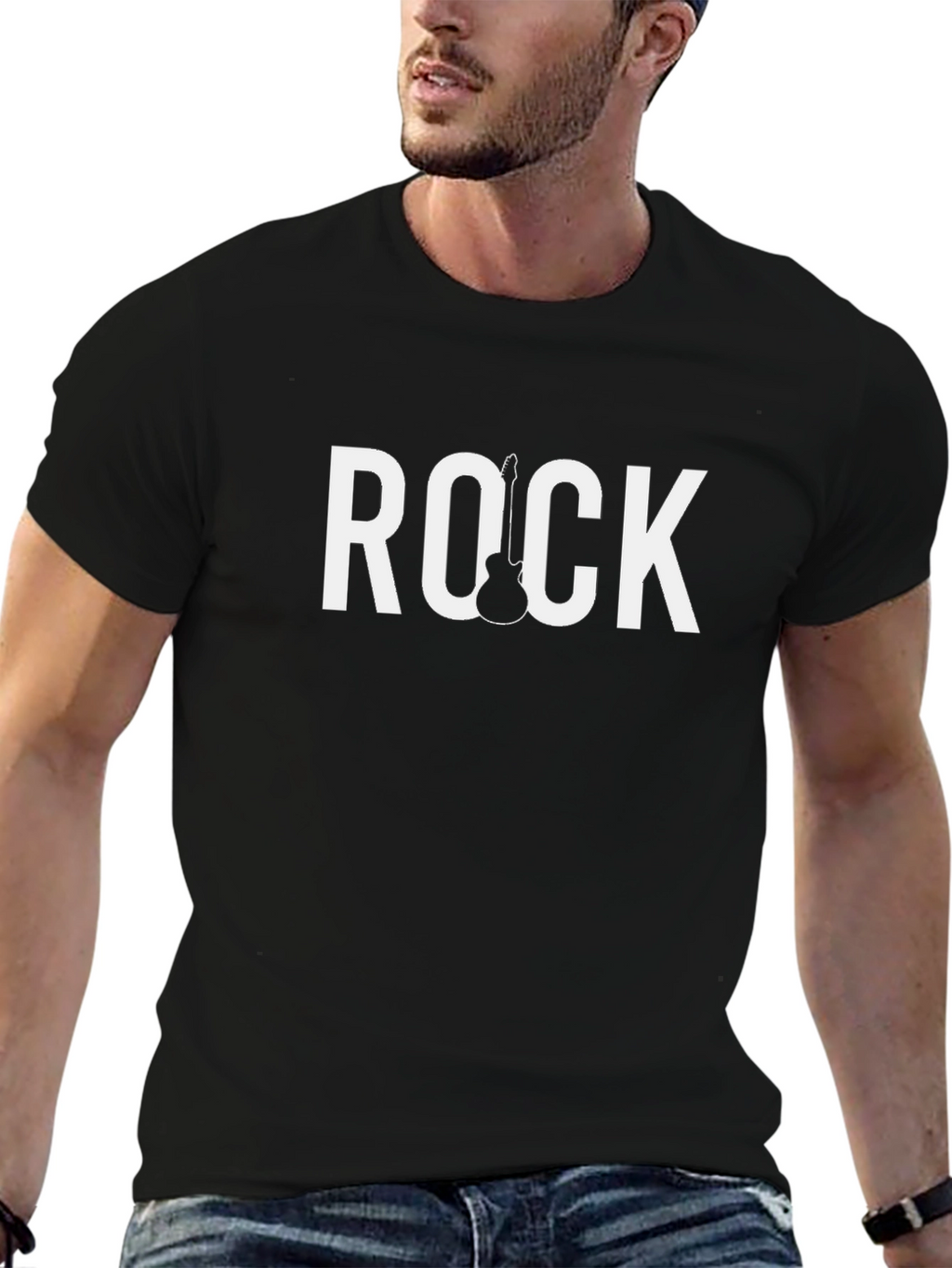 Rock Guitar Graphic T-Shirt - Classic Black Tee