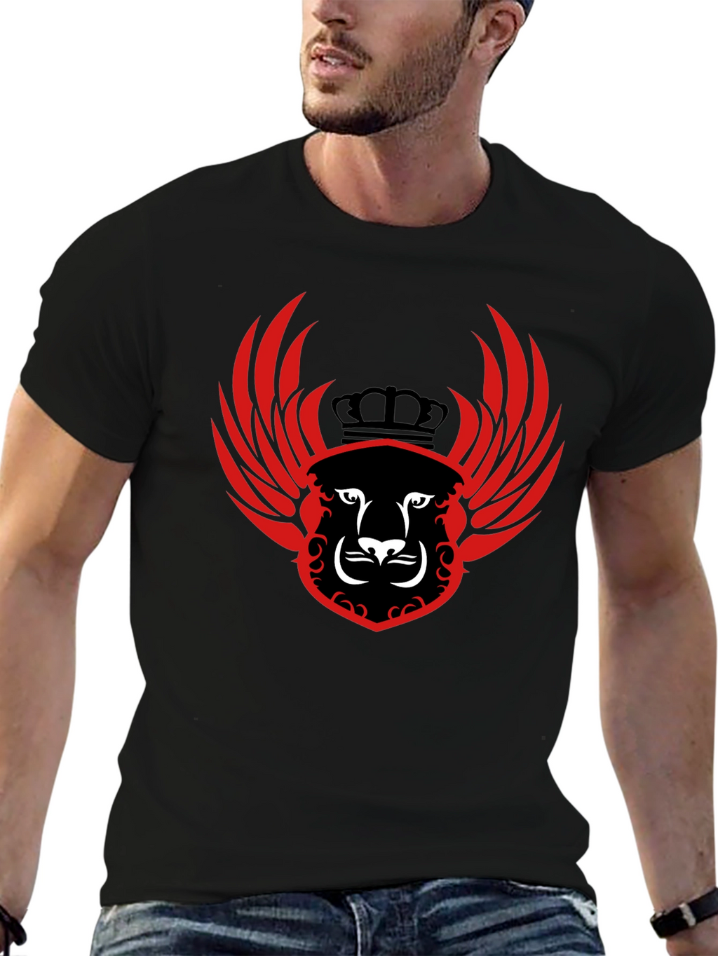 Winged Lion Crest Black T-Shirt
