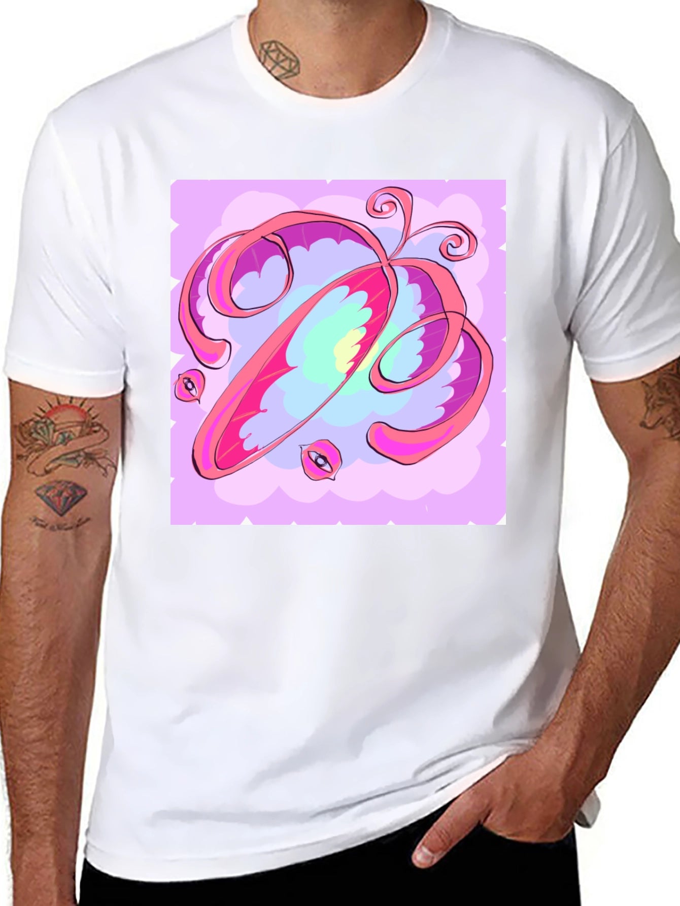 Abstract Art Graphic Tee - Soft Black Cotton Shirt