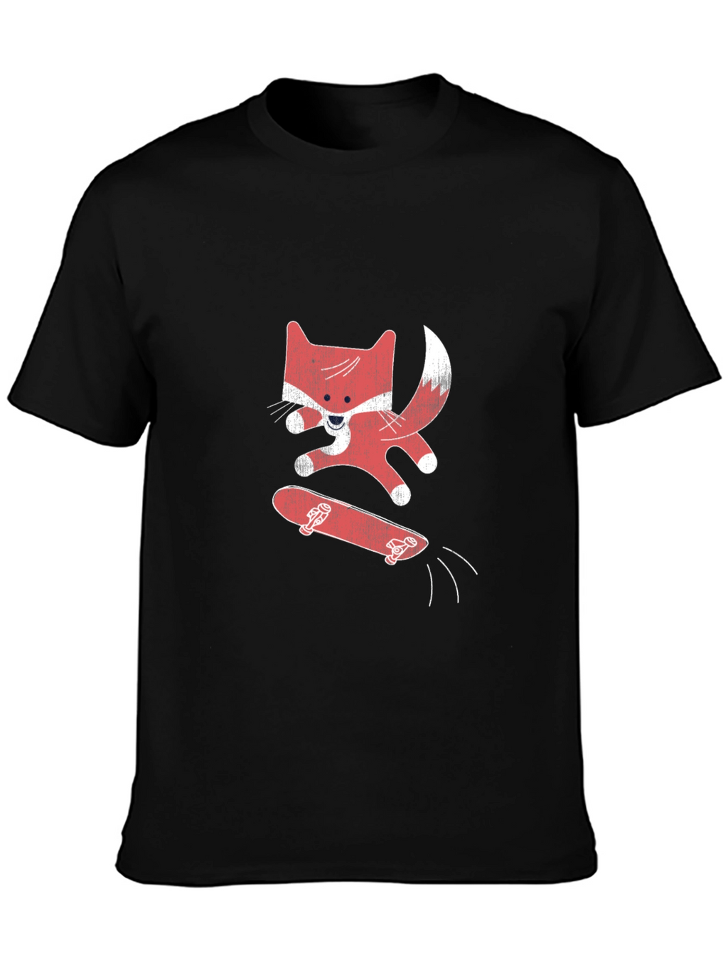 Skateboarding Fox Graphic Tee - Black Cotton Shirt