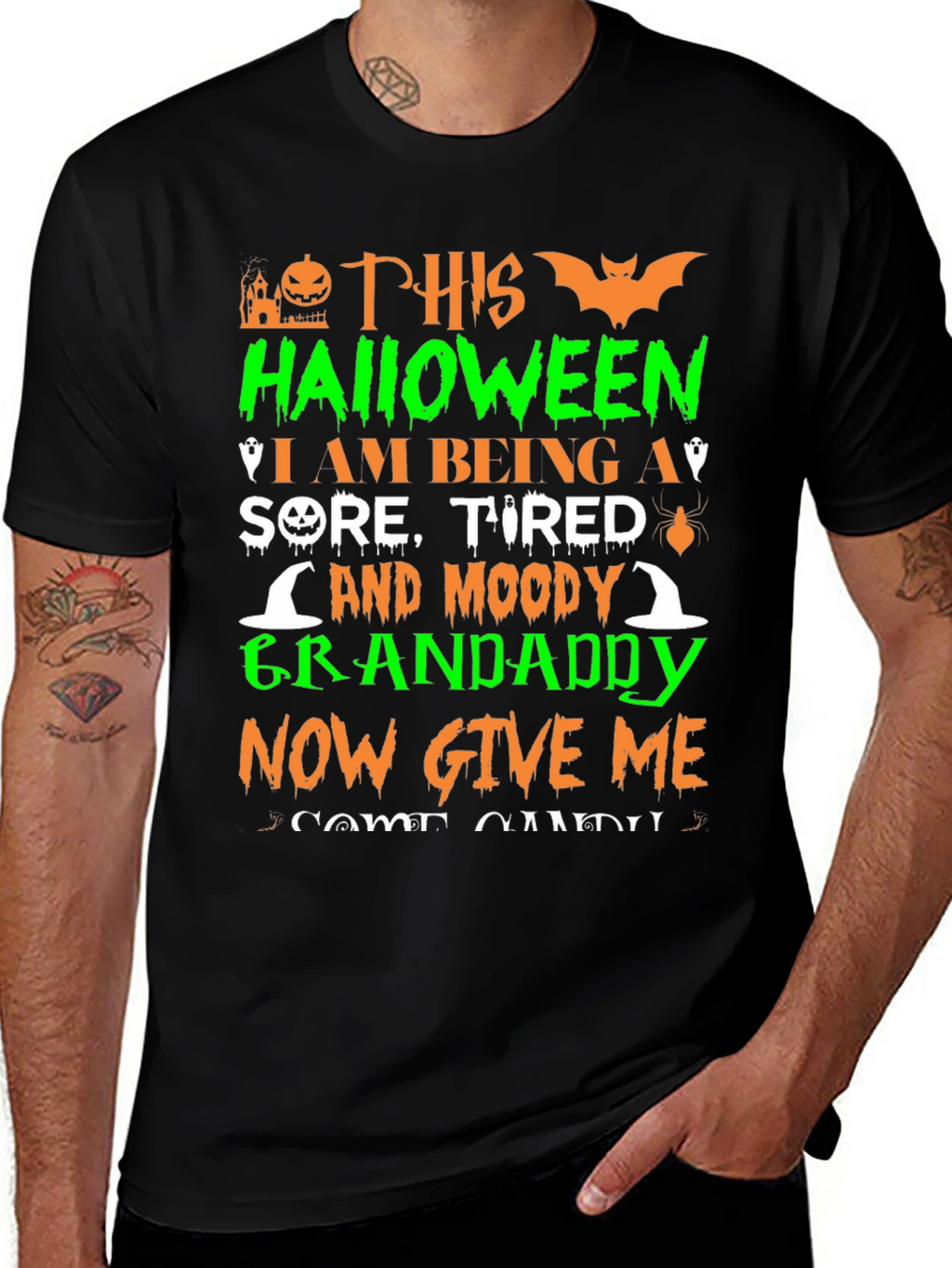Halloween Grandaddy T-Shirt - Sore Tired & Moody!