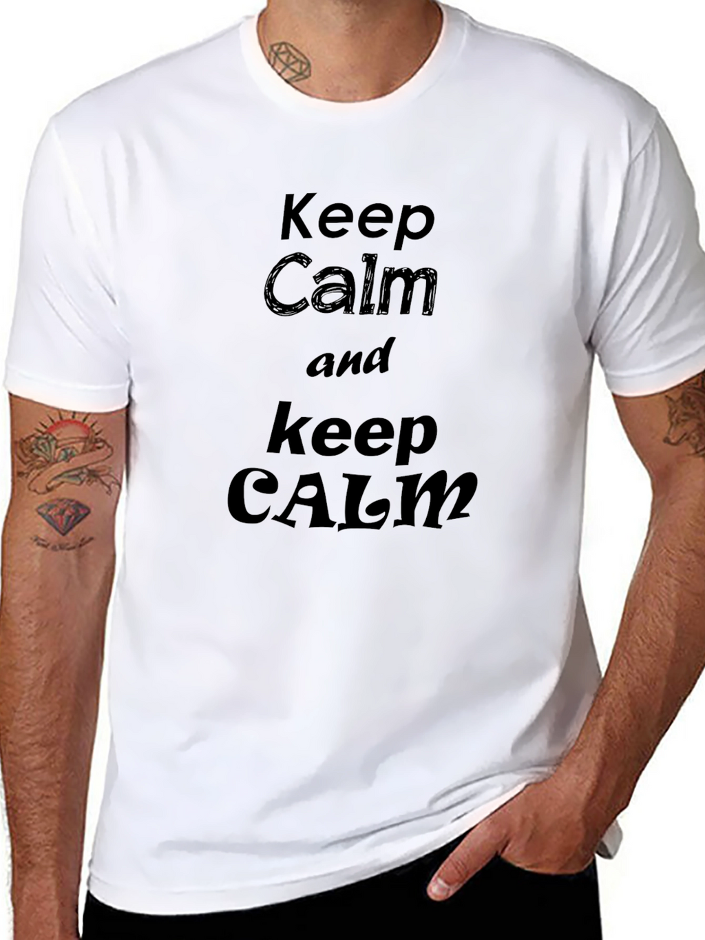 Keep Calm Graphic Tee - Black Cotton T-Shirt