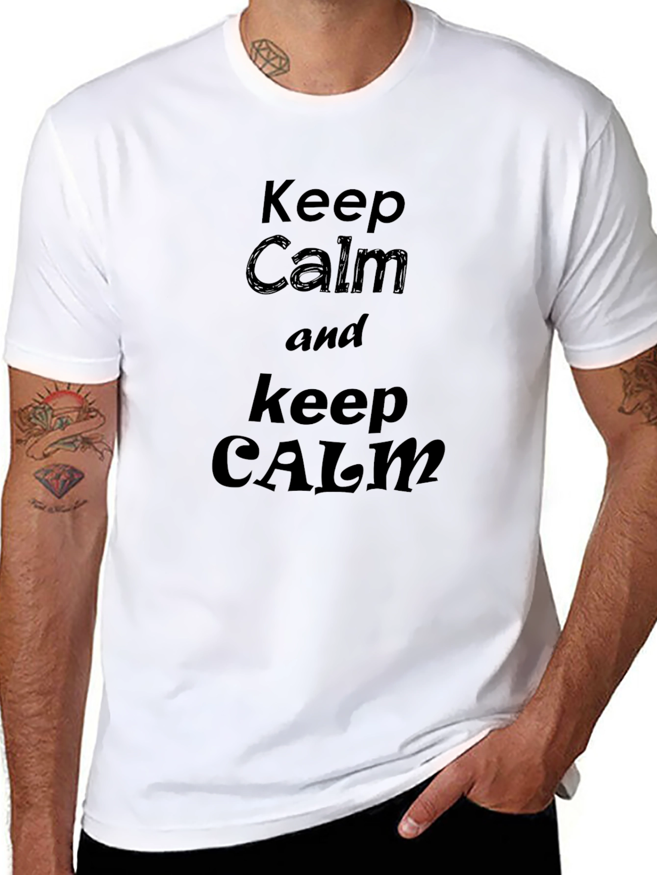 Keep Calm Graphic Tee - Black Cotton T-Shirt
