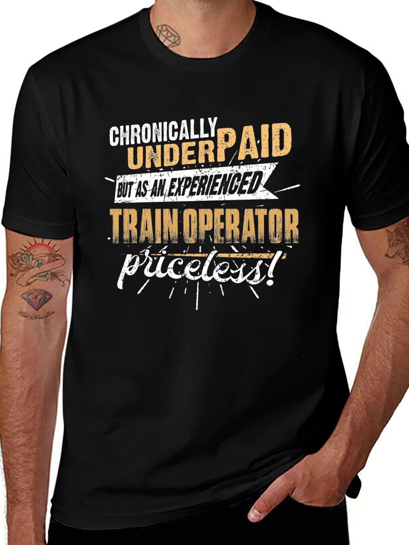 Chronically Underpaid Train Operator Black T-Shirt