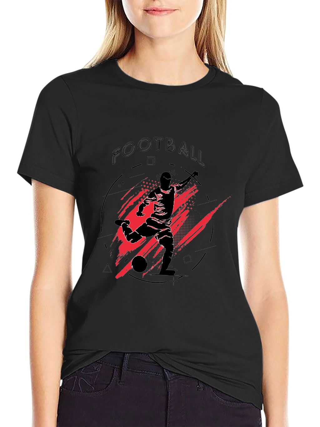 Football Graphic Tee - Black Sports T-Shirt