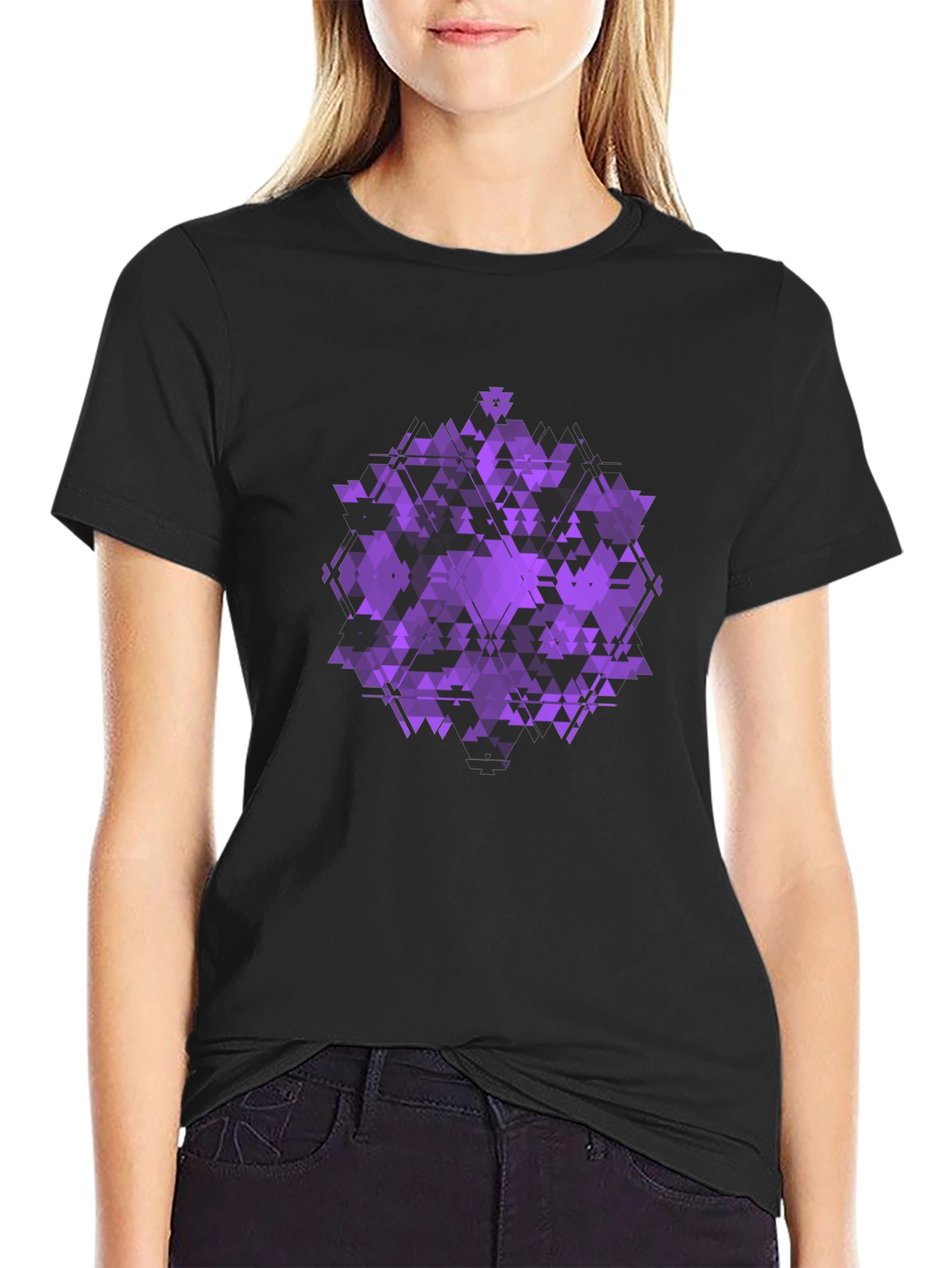 Geometric Purple Graphic Print T-Shirt