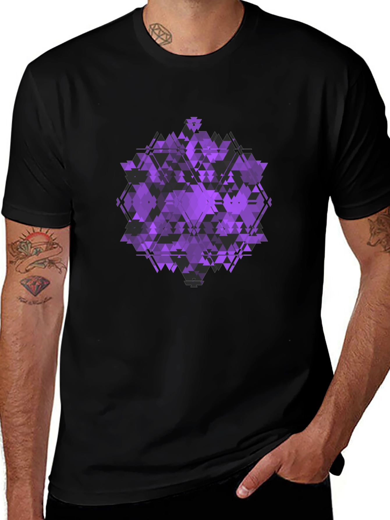 Geometric Purple Graphic Print T-Shirt