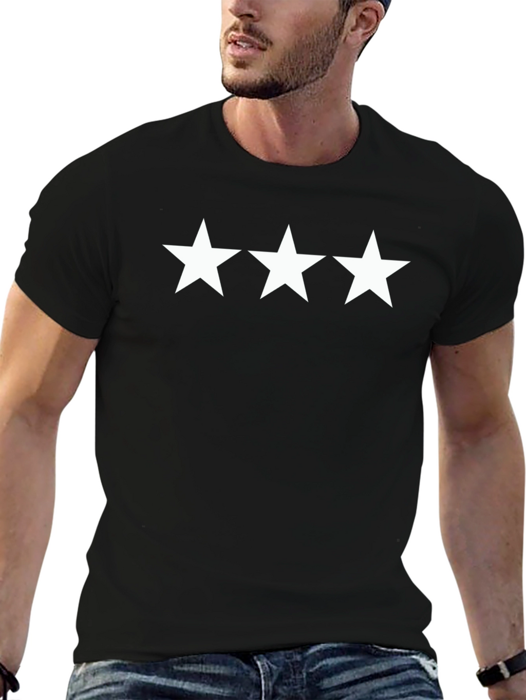 Three Star Graphic Tee - Black