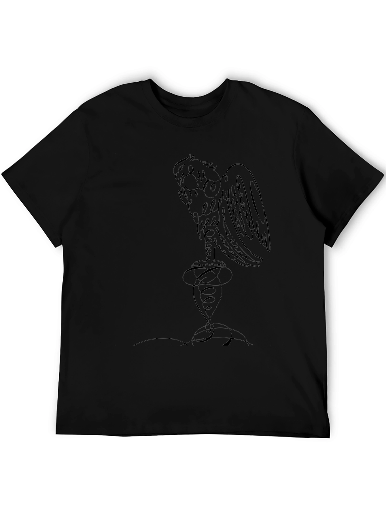 Black T-Shirt with Aztec Eagle Design