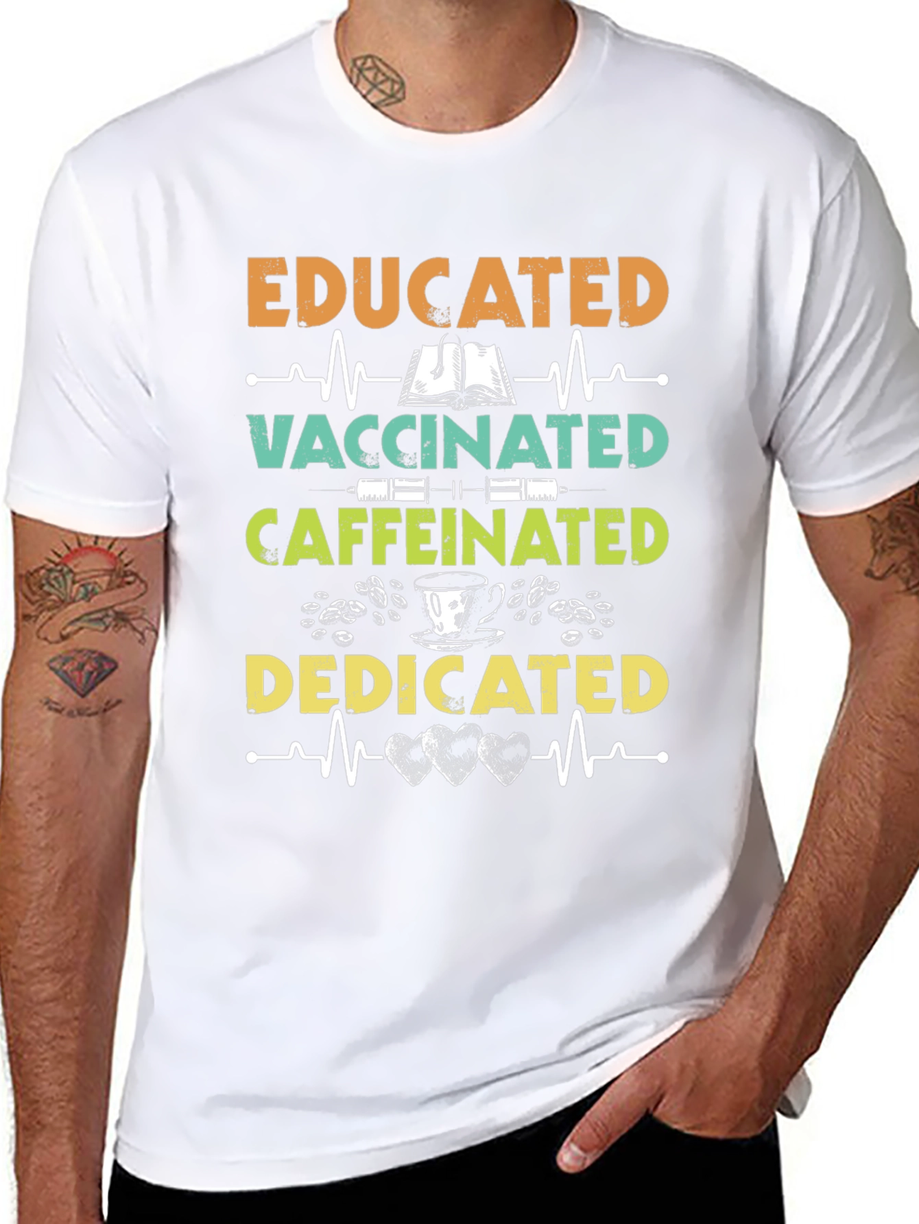 Educated Vaccinated Caffeinated Dedicated T-Shirt