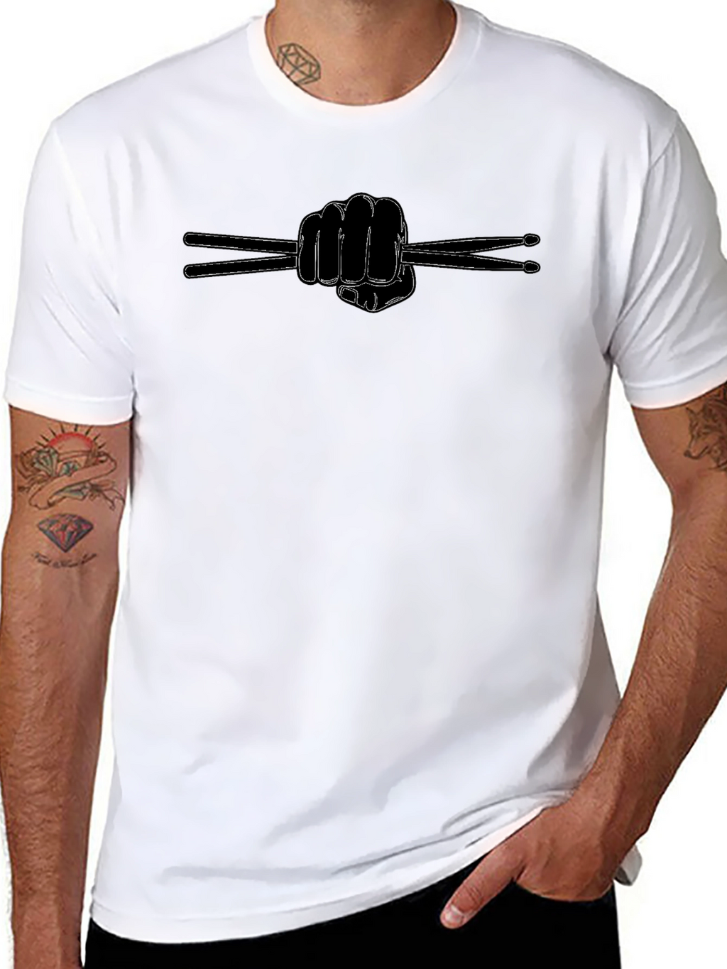 Drummer Fist Drumsticks Graphic Tee - Black