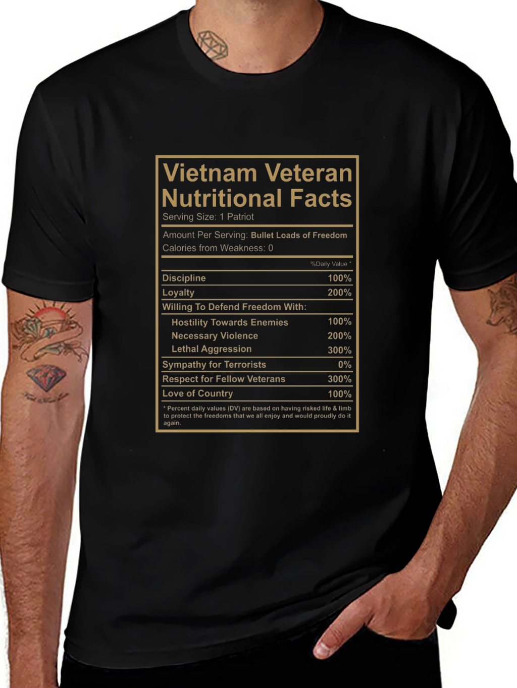 Vietnam Veteran Nutritional Facts Graphic T-Shirt