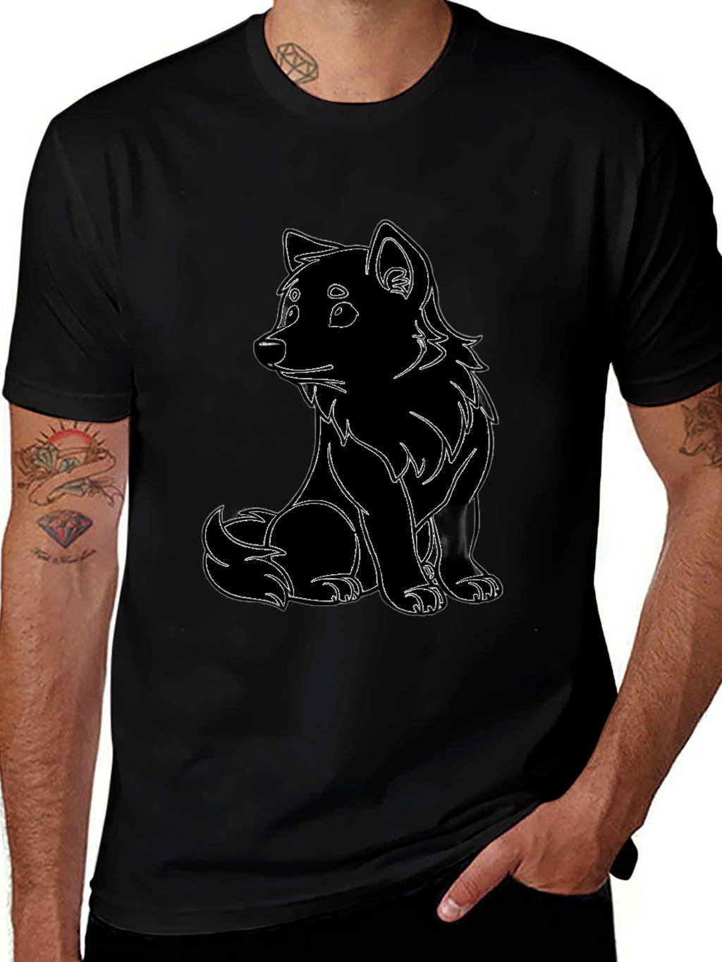 Black T-Shirt with Cute Animal Design