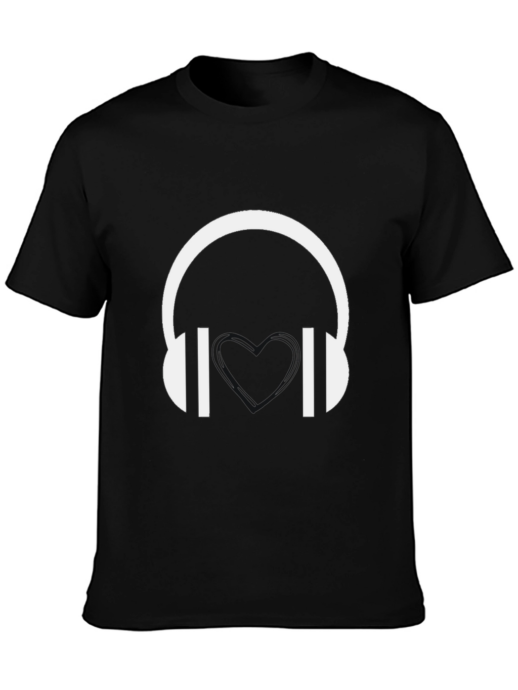 Headphones Graphic Tee - Black Cotton Blend